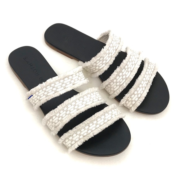 ROTHY’S Slide Sandals Sea Shell Fringe Slip On Sandals Women’s Size 8.5 - Picture 1 of 15
